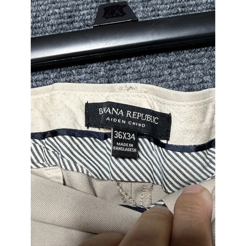 Banana Republic‎ Aiden Chino Pants Mens 36x34 Tan Excellent Cotton Slim Fit
